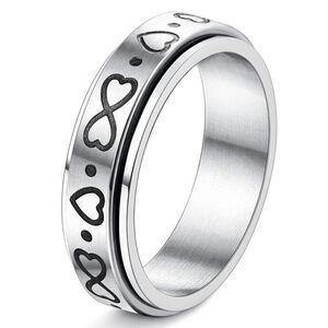 316L Stainless Steel Infinity & Hearts Fidget Anxiety Stress Relieving Spin Ring